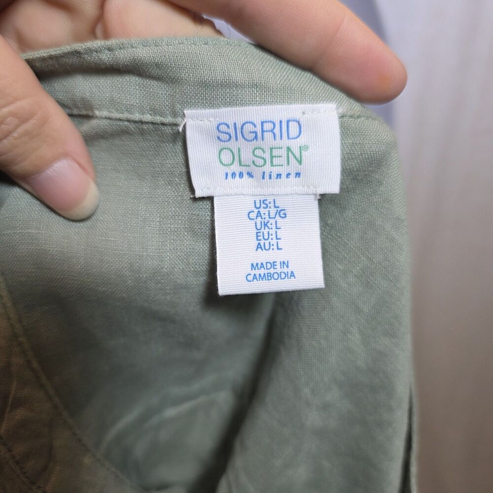 Sigrid Olsen Linen Tunic Light Sage Green Womens Large - Picture 6 of 8